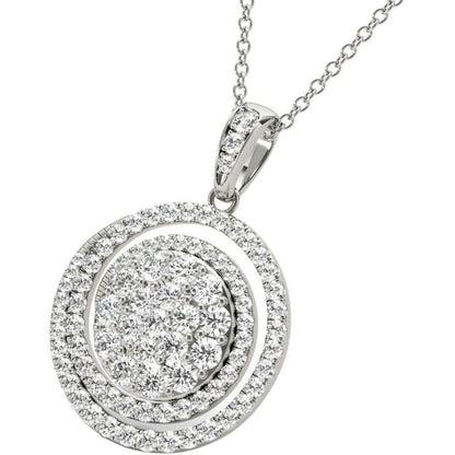 Diamond Swirl Pendant, 1.40 Carat on Solid 18k White Gold P21961W