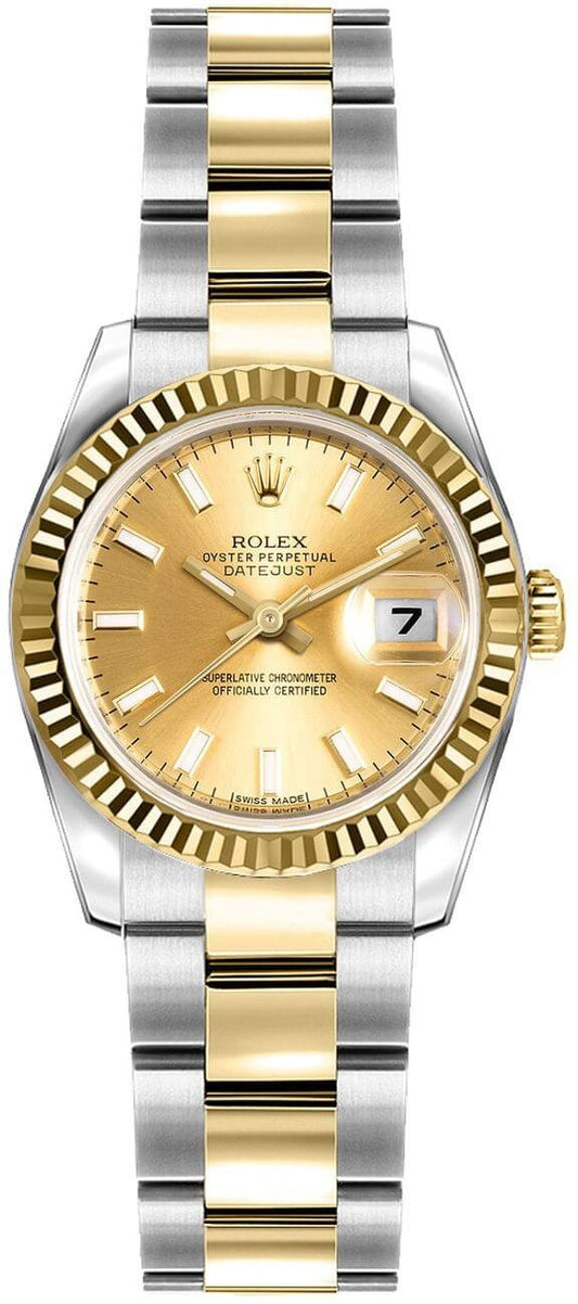 Rolex Lady-Datejust 26 Champagne Dial Oyster Bracelet Watch 179173