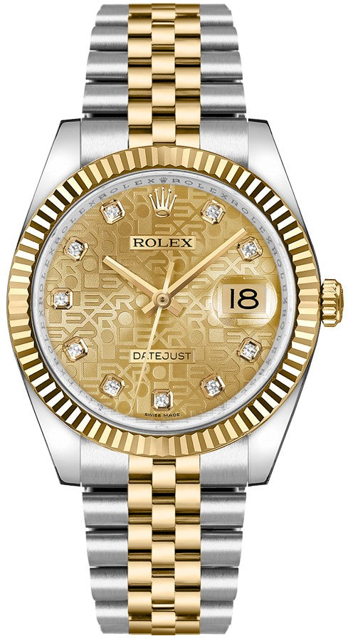Rolex Datejust 36 Diamonds Yellow Gold & Steel Unisex Watch 116233-0155