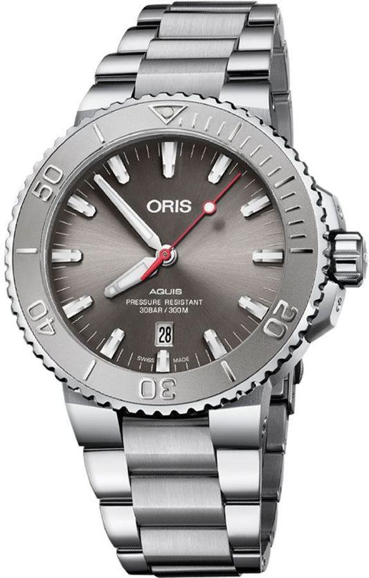 Oris Aquis Date Relief Grey Dial Men's Watch 73377304153MB