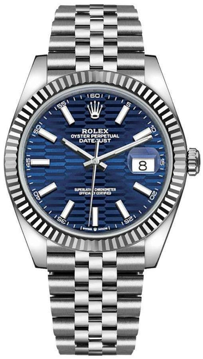 Rolex Datejust 41 Blue Fluted Motif Dial Men's Luxury Watch 126334-0032