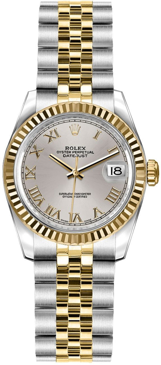 Rolex Lady-Datejust 26 Silver Roman Dial Women's Watch 179173