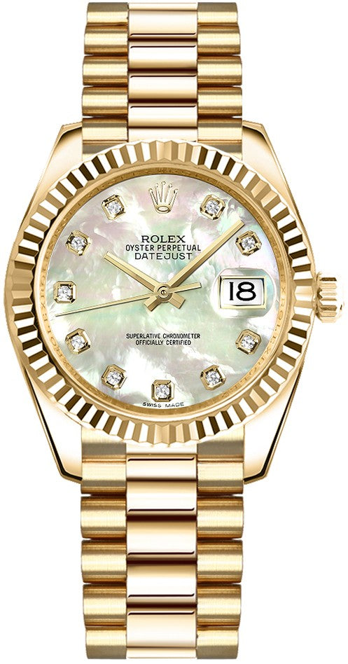 Rolex Datejust 31 Mother of Pearl Diamond Gold Watch 178278-0010