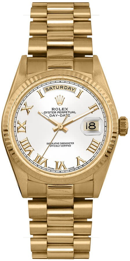 Rolex Day-Date 36 Yellow Gold President Bracelet Unisex Watch 18038