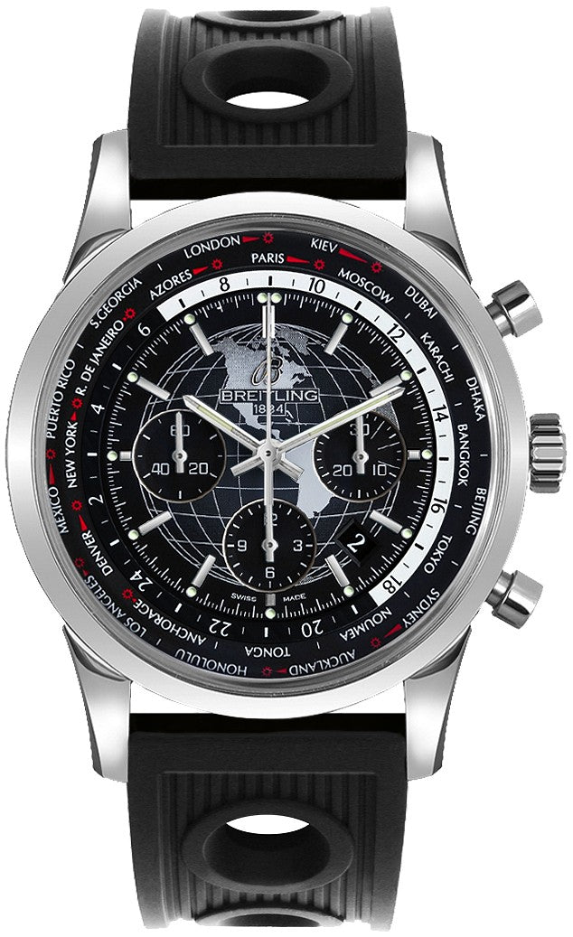 Breitling Transocean Chronograph Unitime Black Dial Men's Watch AB0510U4/BE84-201S