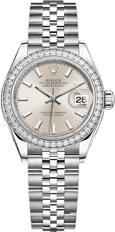 Rolex Lady-Datejust 28 Silver Dial Jubilee Bracelet Watch 279384RBR-0007