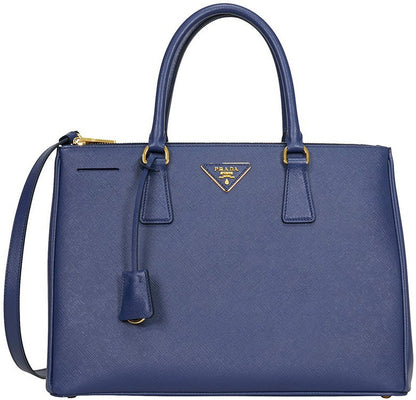 Blue Prada Saffiano Lux Medium Double-Zip Tote Bag