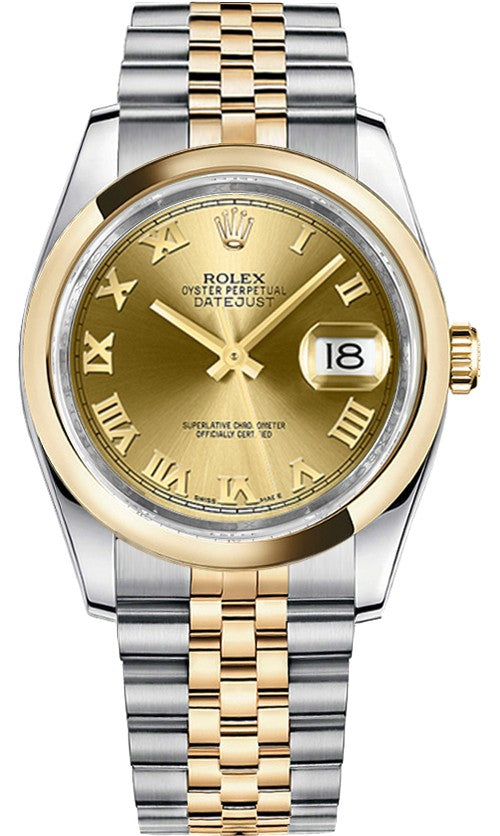 Rolex Datejust 36 Champagne Roman Numeral Watch 116203-0141