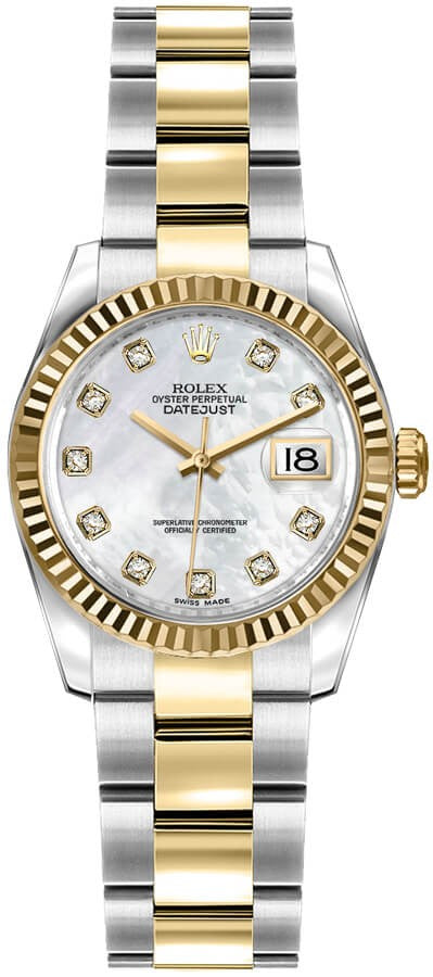 Rolex Lady-Datejust 26 Mother of Pearl Diamond Oyster Bracelet Watch 179173
