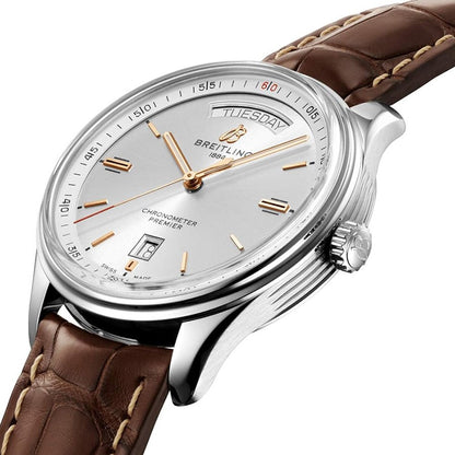 Breitling Premier Day Date Silver Dial Men's Watch A45340211G1P2