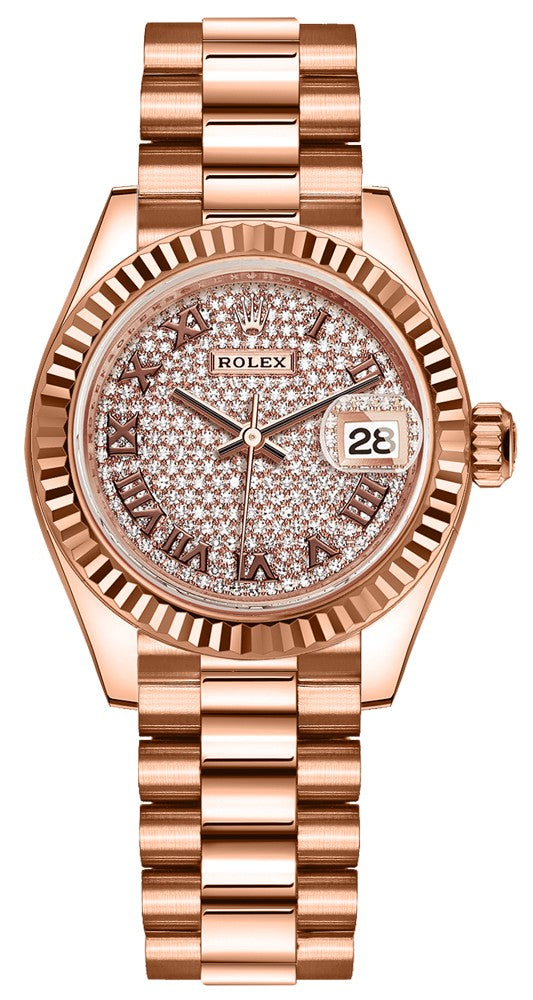 Rolex Lady-Datejust 28 Diamond-Paved Dial Women's Watch 279175-0023