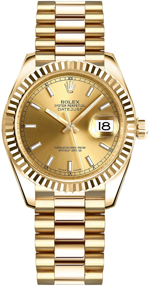 Rolex Datejust 31 Champagne Dial Gold Watch 178278-0025