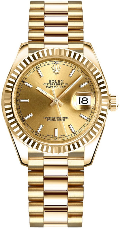 Rolex Datejust 31 Champagne Dial Gold Watch 178278-0025