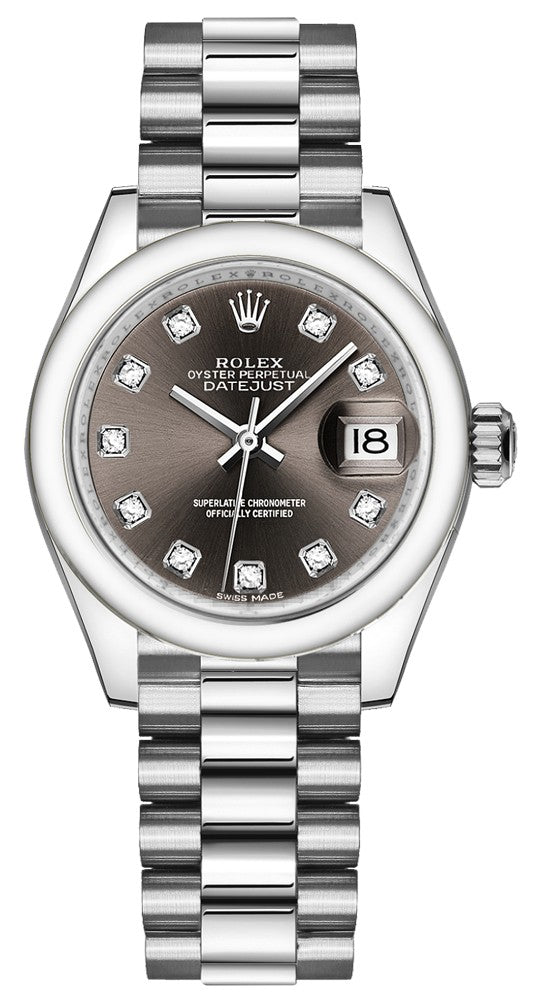 Rolex Lady-Datejust 28 Platinum Case & Bracelet Women's Watch 279166-0011