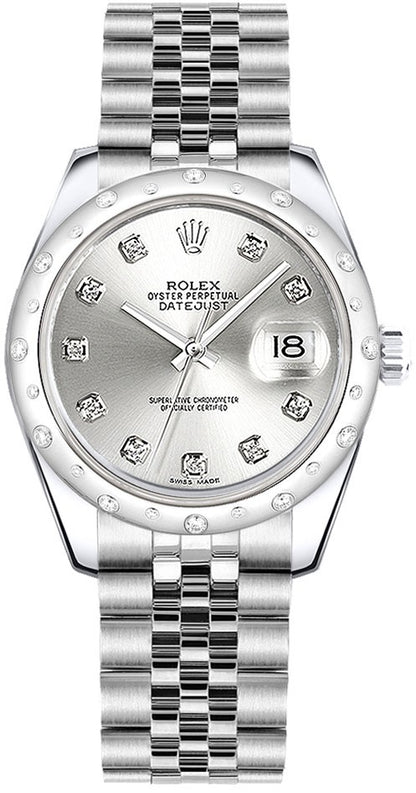 Rolex Datejust 31 White Gold Diamond Bezel Women's Watch 178344-0060