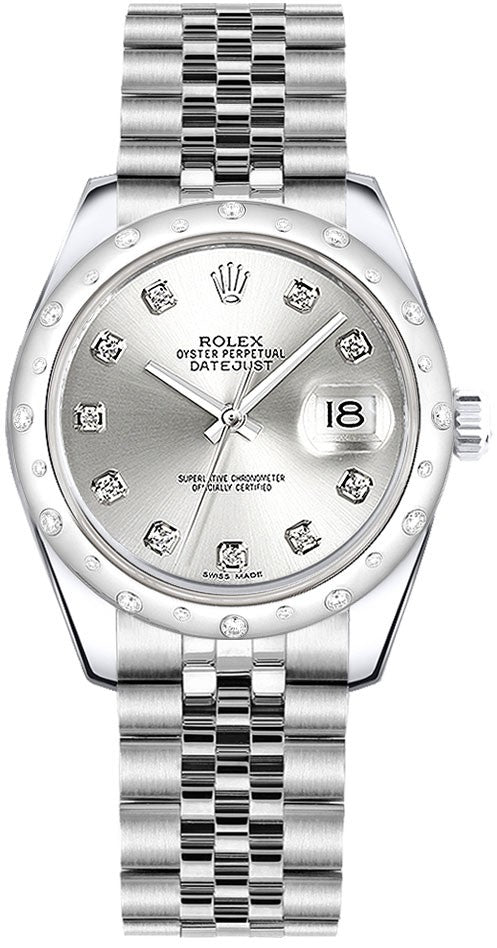 Rolex Datejust 31 White Gold Diamond Bezel Women's Watch 178344-0060