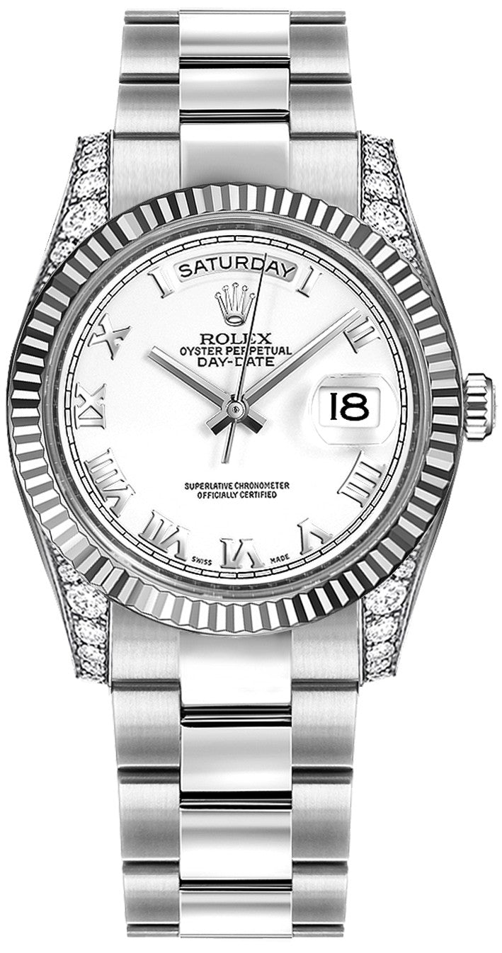 Rolex Day-Date 36 White Roman Numeral Gold Watch 118339