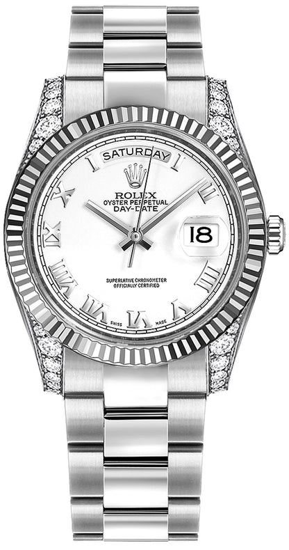 Rolex Day-Date 36 White Roman Numeral Gold Watch 118339