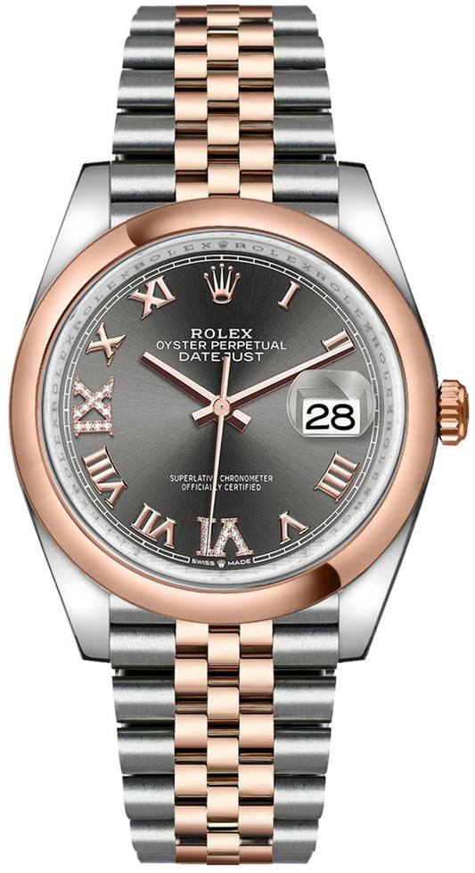 Rolex Datejust 36 Dark Rhodium Grey Dial Watch 126201-0023
