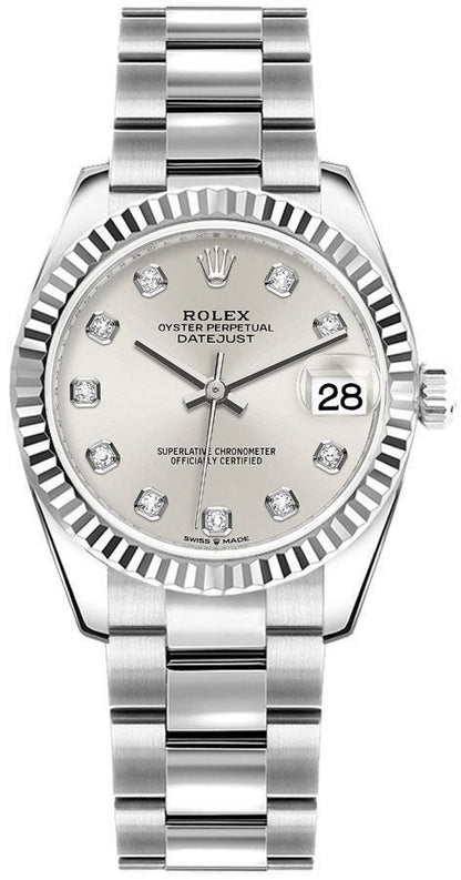 Rolex Datejust 31 Silver Diamond Dial Women's Watch 278274-0029