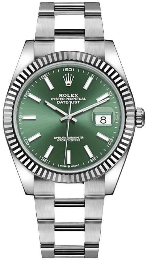 Rolex Datejust 41 Green Dial Oyster Bracelet Men's Watch 126334-0027