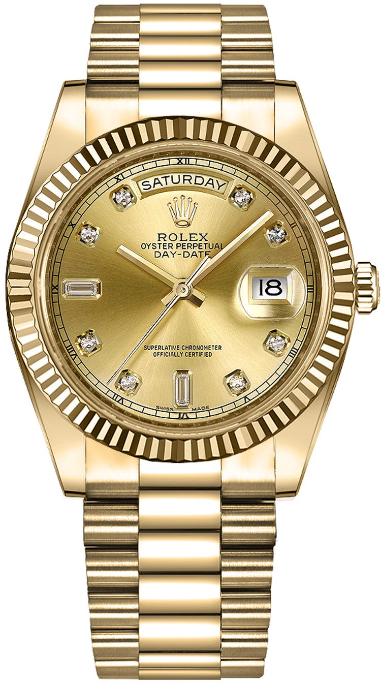 Rolex Day-Date 41 Champagne Diamond Dial Gold Men's Watch 218238