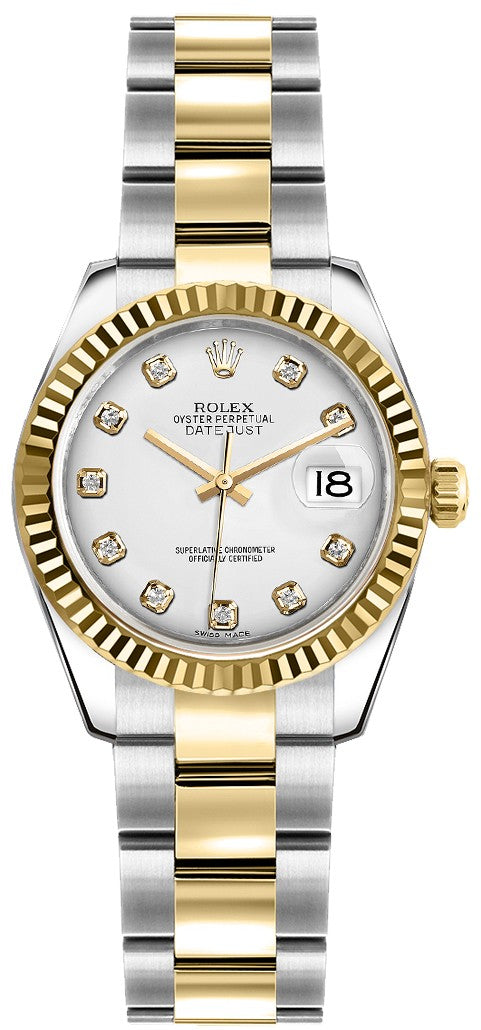 Rolex Lady-Datejust 26 White Diamond Dial Watch 179173