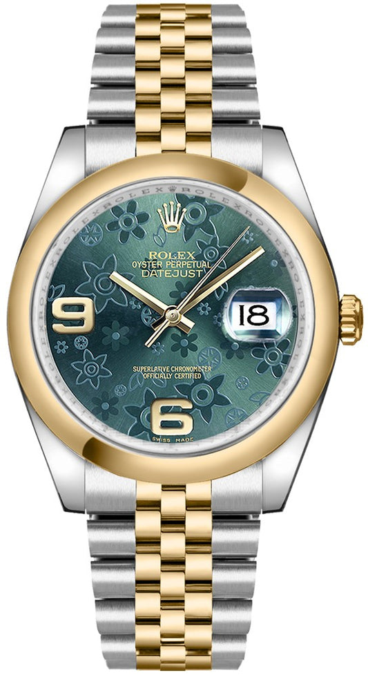 Rolex Datejust 36 Green Floral Dial Watch 116203-0162