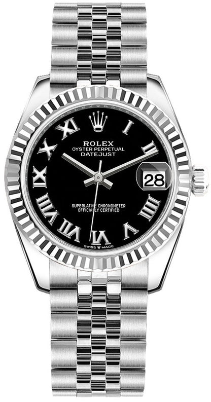Rolex Datejust 31 Black Dial Jubilee Bracelet Women's Watch 278274-0002