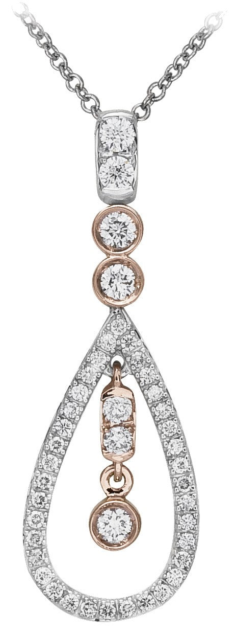 Diamond Pendant, .36 Carat Diamonds on 14K White & Rose Gold