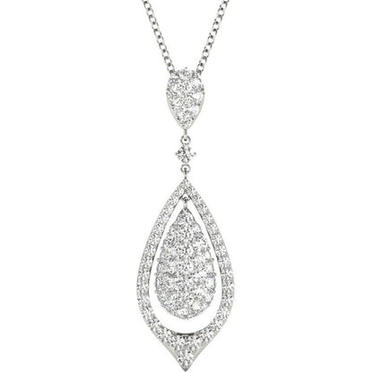 Diamond Pendant, 1.10 Carat on Solid 18k White Gold Women's Necklace P21967W