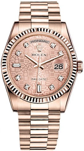 Rolex Day-Date 36 Pink Diamond Rose Gold Watch 118235-0006