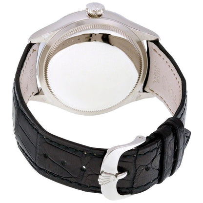 Rolex Cellini Date Blue Dial Black Leather Strap Men's Watch 50519-0013