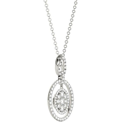 Diamond Pendant, 1.04 Carat on Solid 18k White Gold Women's Necklace P21956W