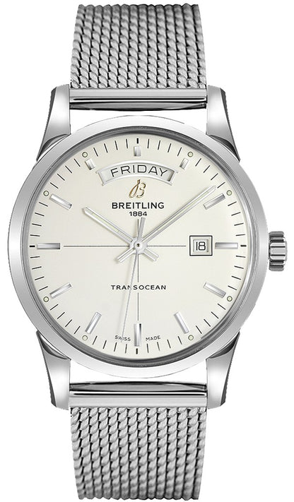 Breitling Transocean Day Date Silver Dial 43mm Men's Watch A45310121G1A1