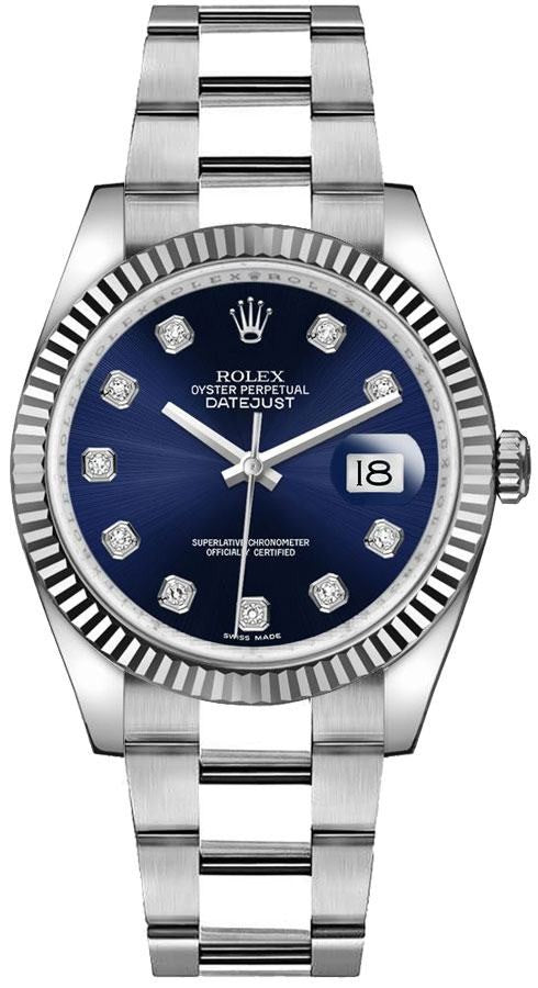 Rolex Datejust 36 Blue Diamond Oyster Bracelet Watch 116234-0134