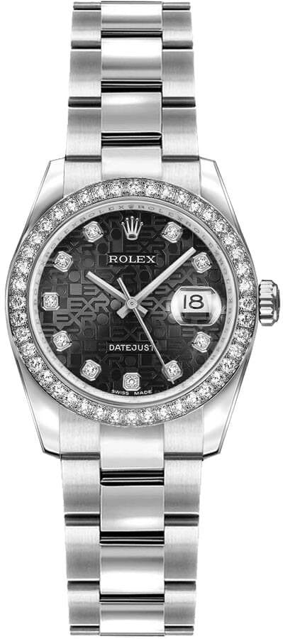 Rolex Lady-Datejust 26 Black Jubilee Diamond Dial Women's Watch 179384