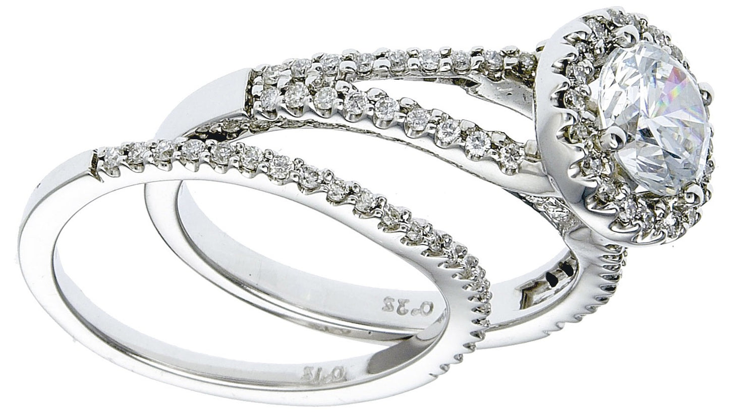 Diamond Wedding Ring Set, .44 Carat Diamonds on 14k White Gold RWG152