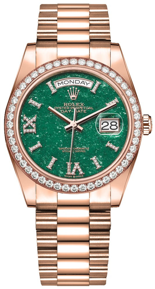 Rolex Day-Date 36 Green Aventurine Dial Unisex Watch 128345RBR-0068