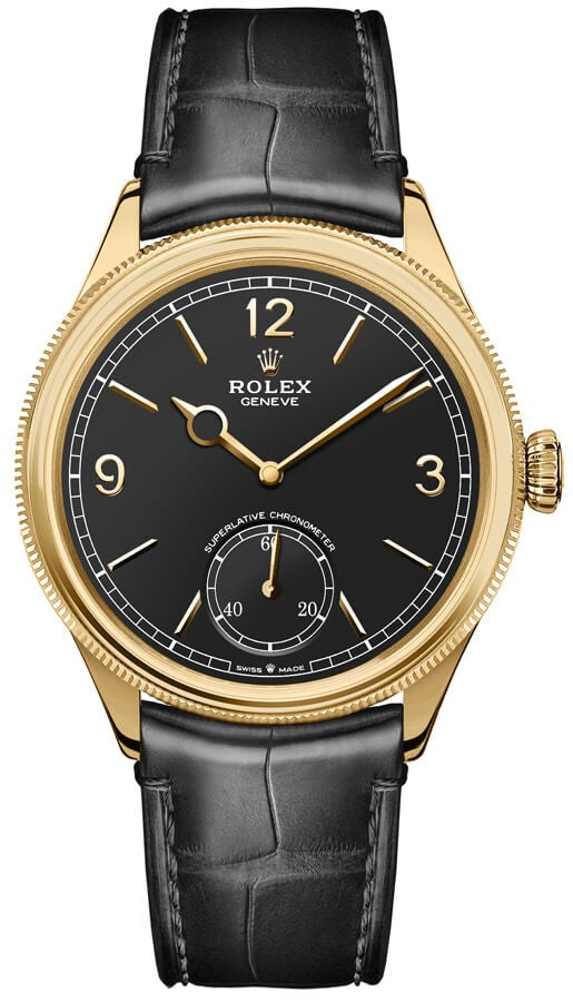 Rolex 1908 Yellow Gold Black Dial 39mm Men's Watch 52508-0002