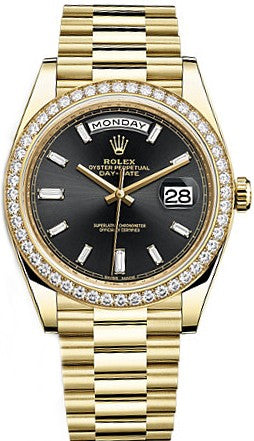 Rolex Day-Date 40 Black Diamond Dial Men's Gold Watch 228348RBR-0001