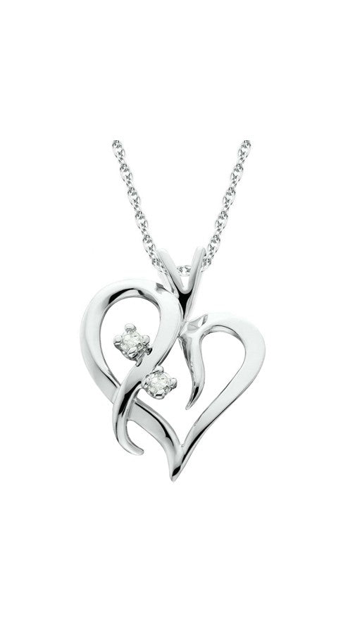Diamond Heart Pendant, 0.03 Carat on Solid 10k White Gold 3PP003HT1W
