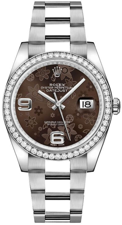 Rolex Datejust 36 Brown Floral Dial Watch 116244-0006