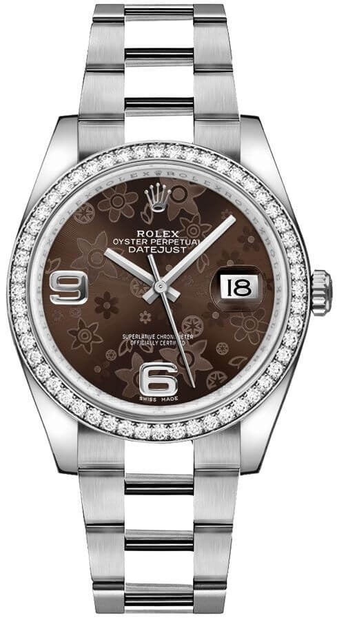 Rolex Datejust 36 Brown Floral Dial Watch 116244-0006