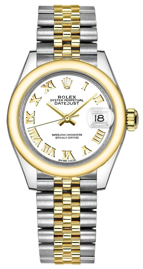 Rolex Lady-Datejust 28 White Roman Numeral Dial Watch 279163