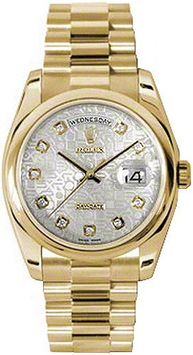 Rolex Day-Date 36 Silver Jubilee Diamond Dial President Bracelet Watch 118208