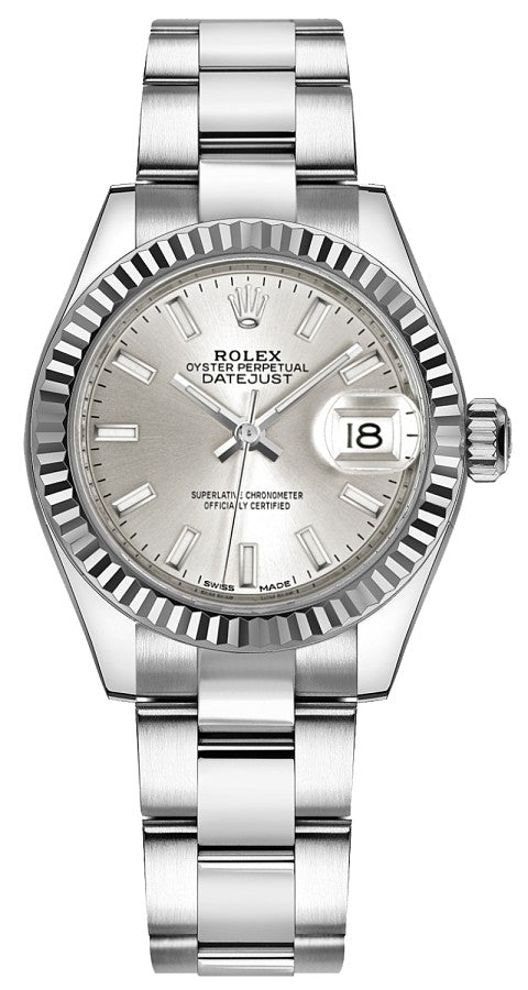 Rolex Lady-Datejust 28 Silver Dial Oyster Bracelet Watch 279174-0006