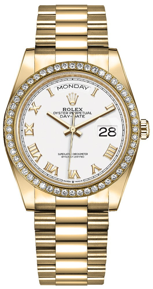 Rolex Day-Date 36 Diamond Bezel Unisex Watch 128348RBR-0042