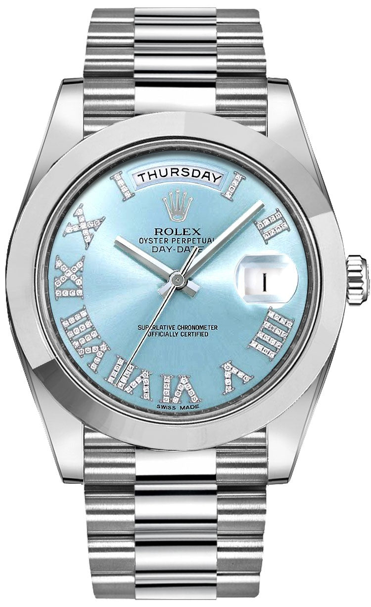 Rolex Day-Date 41 Diamond Men's Platinum Watch 218206-0052