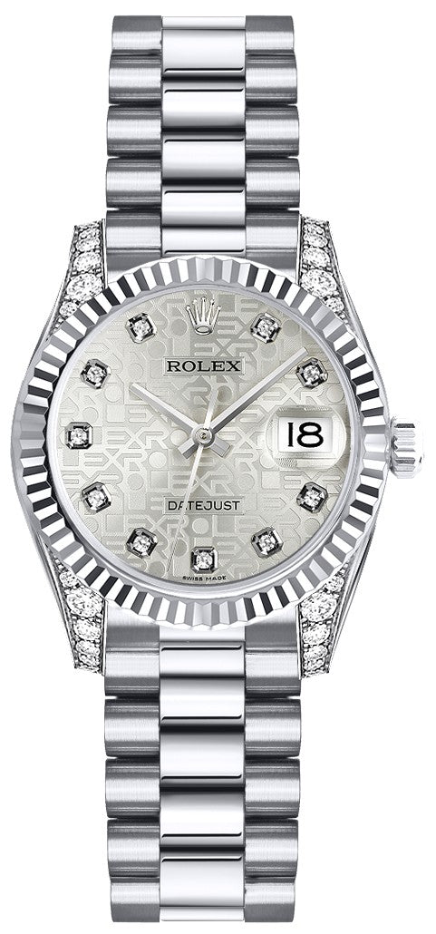 Rolex Lady-Datejust 26 Siler Jubilee Diamond Dial Women's Watch 179239
